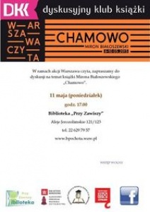 Kub Książki czyta "Chamowo"- Mirona Białoszewskiego - Biblioteka "Przy Zawiszy", Aleje Jerozolimskie 121/123