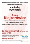 Spotkanie z Anną Klejzerowicz - Miejska Biblioteka Publiczna Filia 1